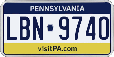 PA license plate LBN9740
