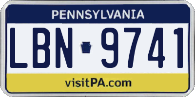 PA license plate LBN9741