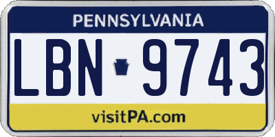 PA license plate LBN9743