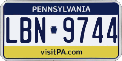 PA license plate LBN9744