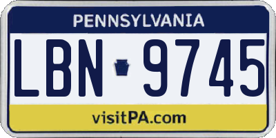 PA license plate LBN9745