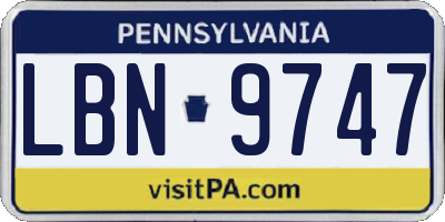 PA license plate LBN9747