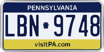 PA license plate LBN9748