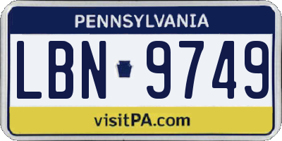 PA license plate LBN9749