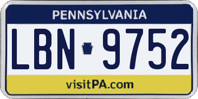 PA license plate LBN9752