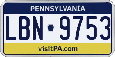 PA license plate LBN9753
