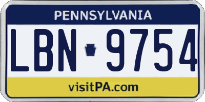 PA license plate LBN9754
