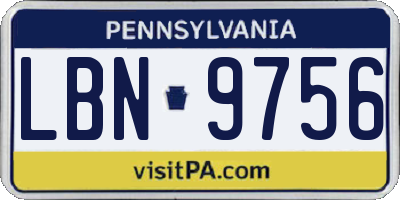 PA license plate LBN9756