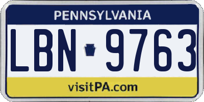 PA license plate LBN9763