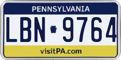 PA license plate LBN9764