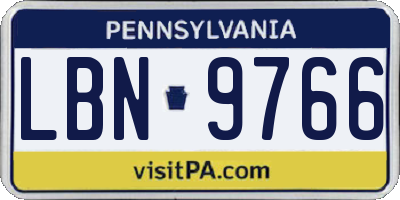 PA license plate LBN9766