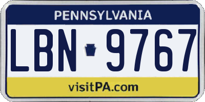 PA license plate LBN9767