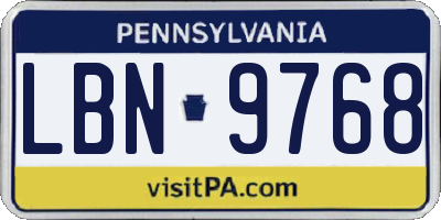 PA license plate LBN9768