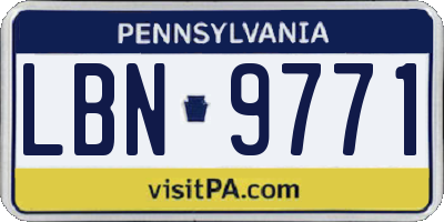 PA license plate LBN9771