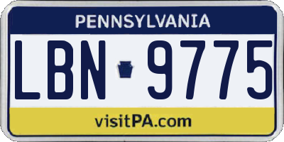 PA license plate LBN9775