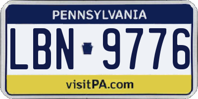 PA license plate LBN9776