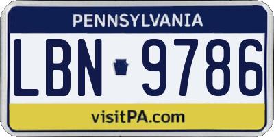 PA license plate LBN9786