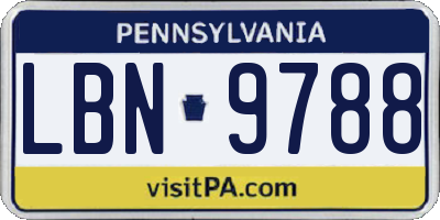 PA license plate LBN9788