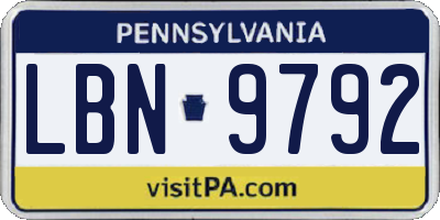 PA license plate LBN9792