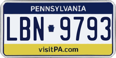 PA license plate LBN9793