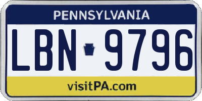 PA license plate LBN9796