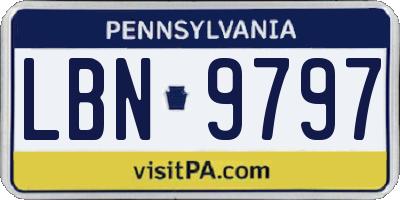 PA license plate LBN9797