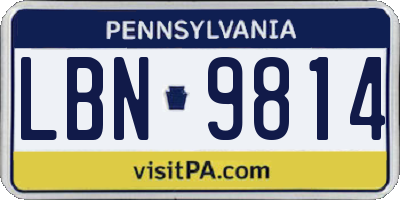 PA license plate LBN9814
