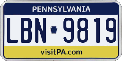 PA license plate LBN9819