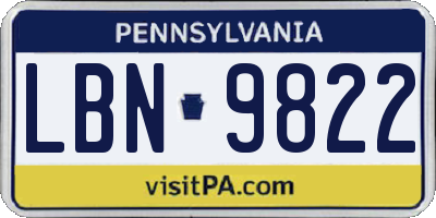 PA license plate LBN9822