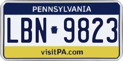 PA license plate LBN9823