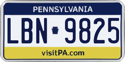 PA license plate LBN9825