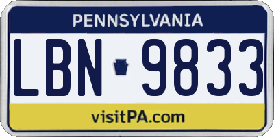 PA license plate LBN9833