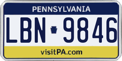 PA license plate LBN9846