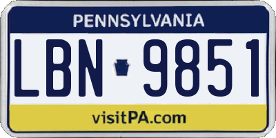 PA license plate LBN9851