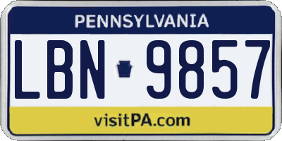 PA license plate LBN9857