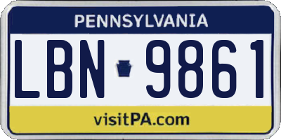 PA license plate LBN9861