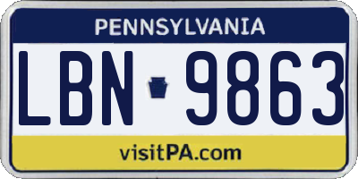 PA license plate LBN9863