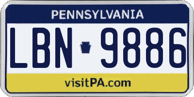 PA license plate LBN9886