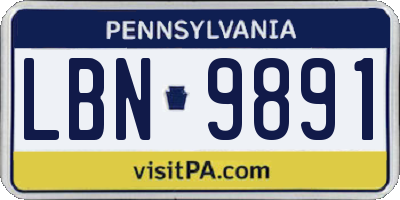 PA license plate LBN9891
