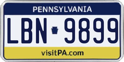 PA license plate LBN9899