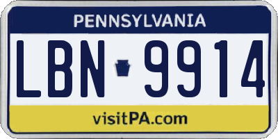 PA license plate LBN9914