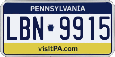 PA license plate LBN9915