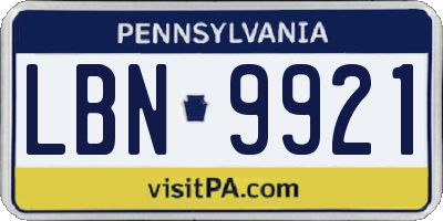 PA license plate LBN9921