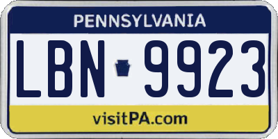 PA license plate LBN9923