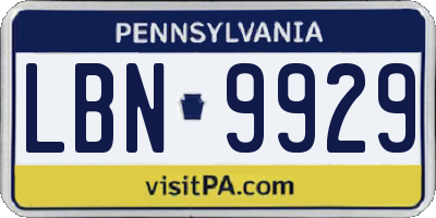 PA license plate LBN9929