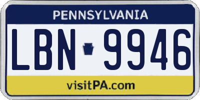 PA license plate LBN9946