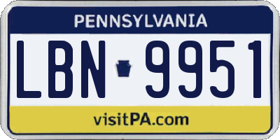 PA license plate LBN9951