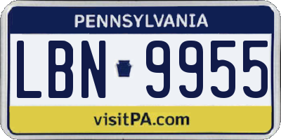 PA license plate LBN9955