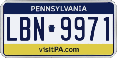 PA license plate LBN9971