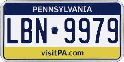 PA license plate LBN9979